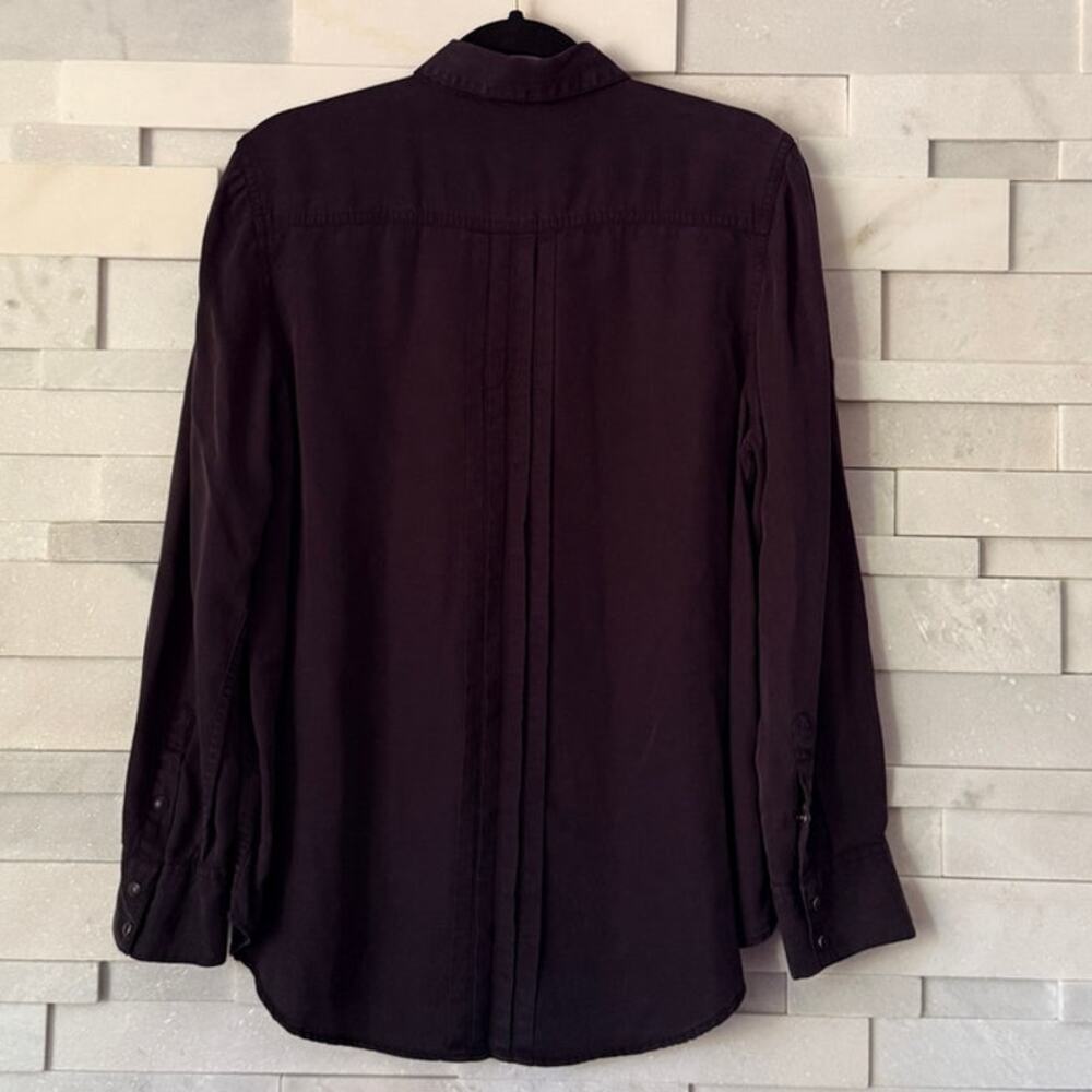 SUNDANCE Alyona Black Long Sleeve Snap Up Pleated L/S Blouse Top Washed Black - Picture 2 of 5